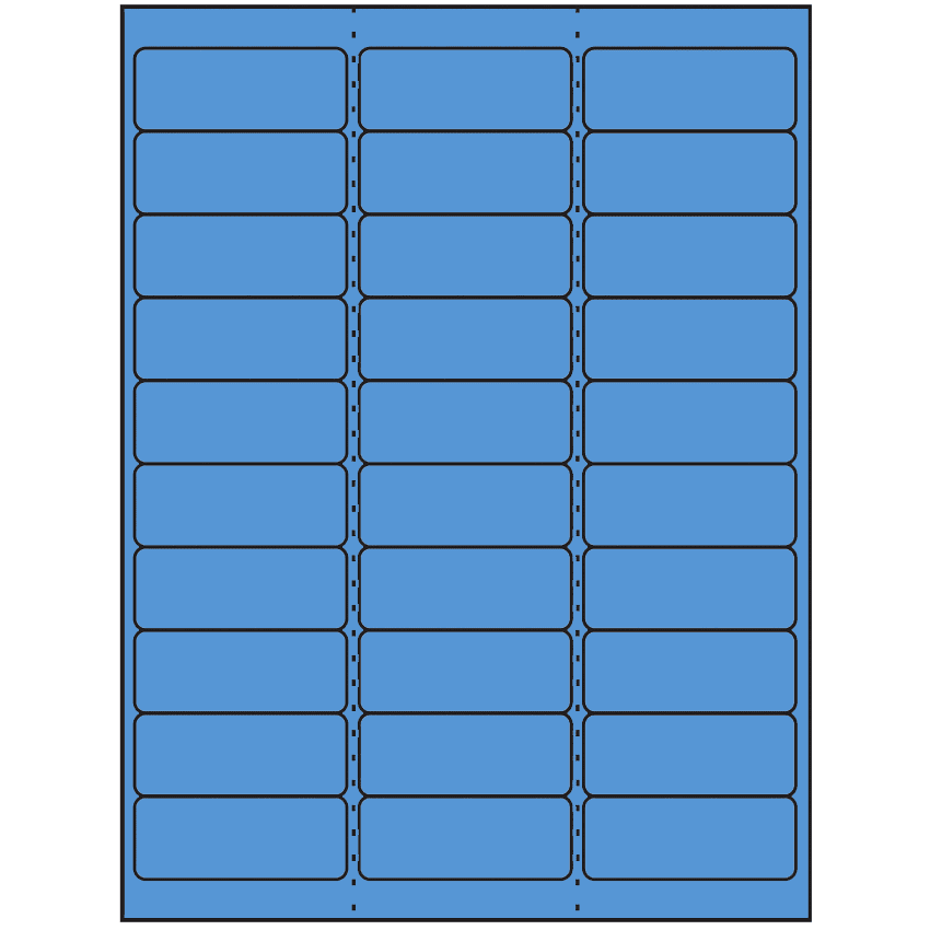 2.625" x 1" Fluorescent Blue Rectangular Sheet Labels