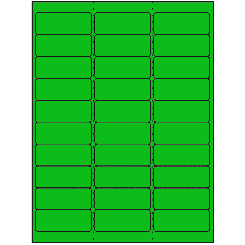 2.625" x 1" Fluorescent Green Rectangular Sheet Labels