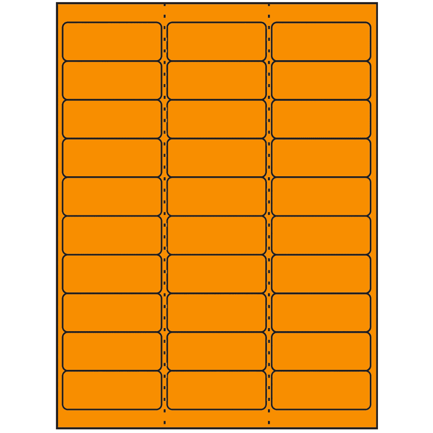 2.625" x 1" Fluorescent Orange Rectangular Sheet Labels