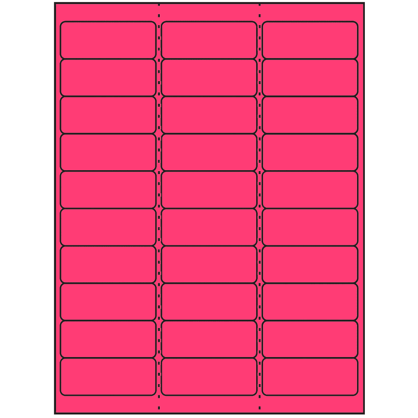 2.625" x 1" Fluorescent Pink Rectangular Sheet Labels