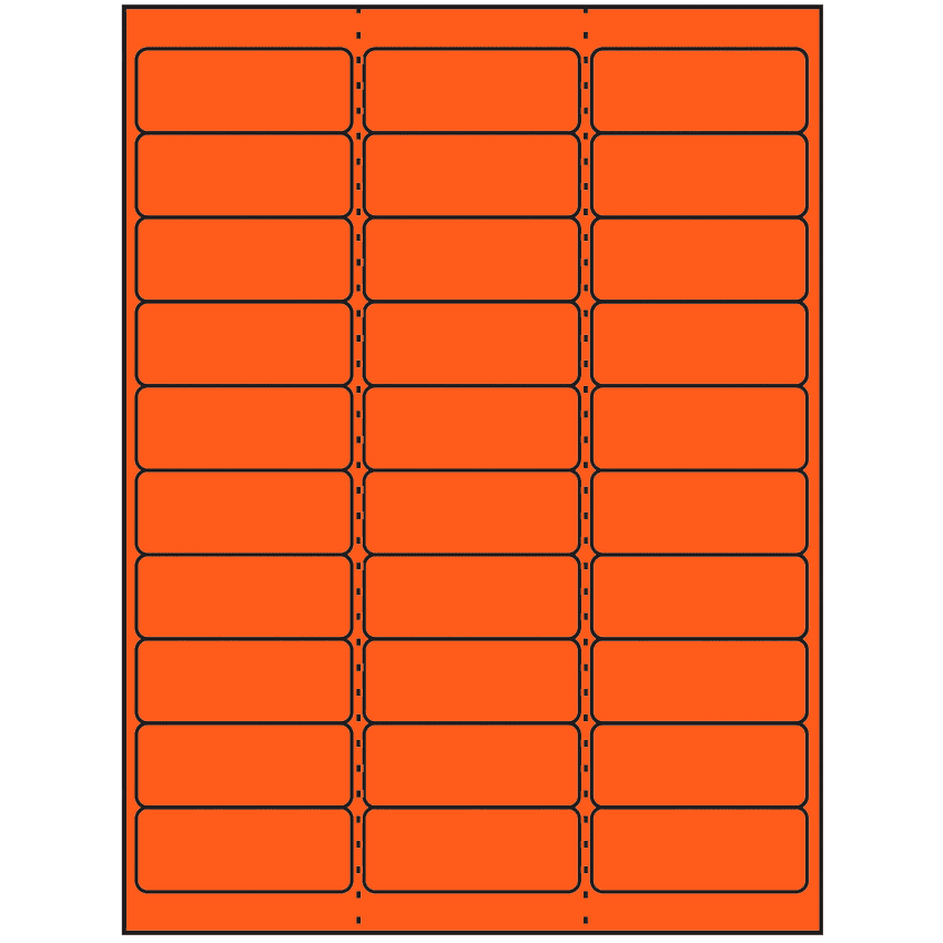 2.625" x 1" Fluorescent Red Rectangular Sheet Labels