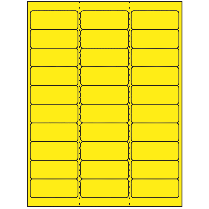 2.625" x 1" Fluorescent Yellow Rectangular Sheet Labels