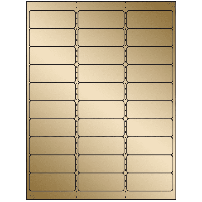 2.625" x 1" Gold Foil Rectangular Sheet Labels