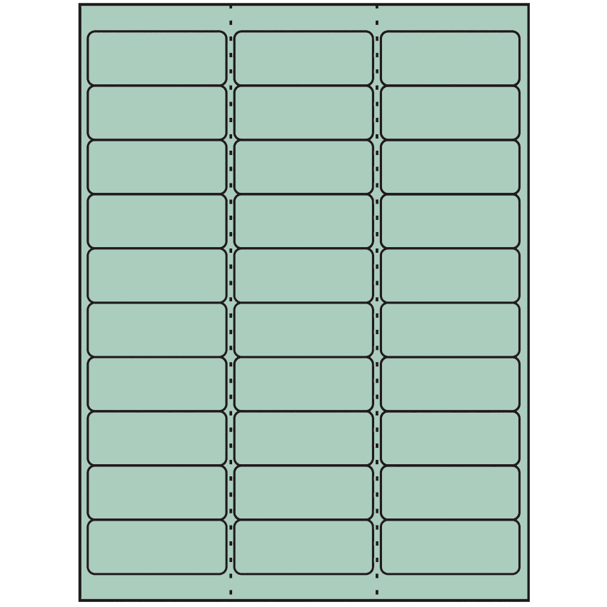 2.625" x 1" Pastel Green Rectangular Sheet Labels