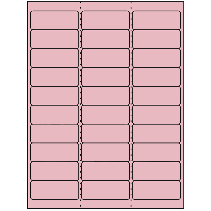 2.625" x 1" Pastel Pink Rectangular Sheet Labels