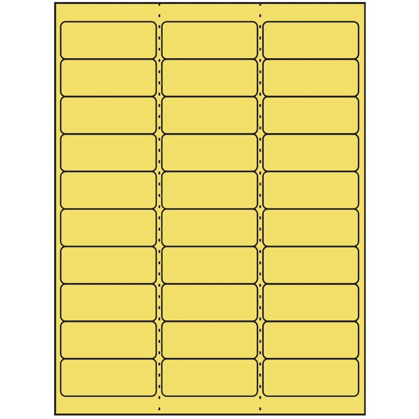 2.625" x 1" Pastel Yellow Rectangular Sheet Labels