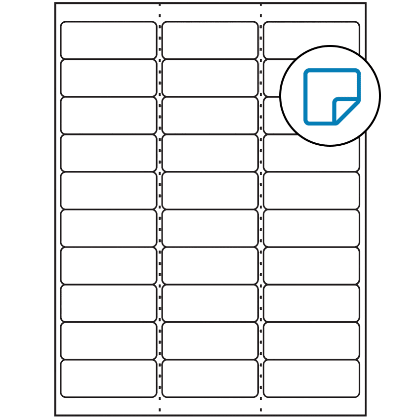 2.625" x 1" White Rectangular Sheet Labels - Removable Adhesive