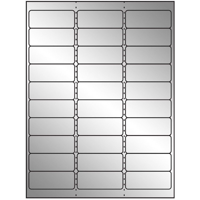 2.625" x 1" Silver Foil Rectangular Sheet Labels