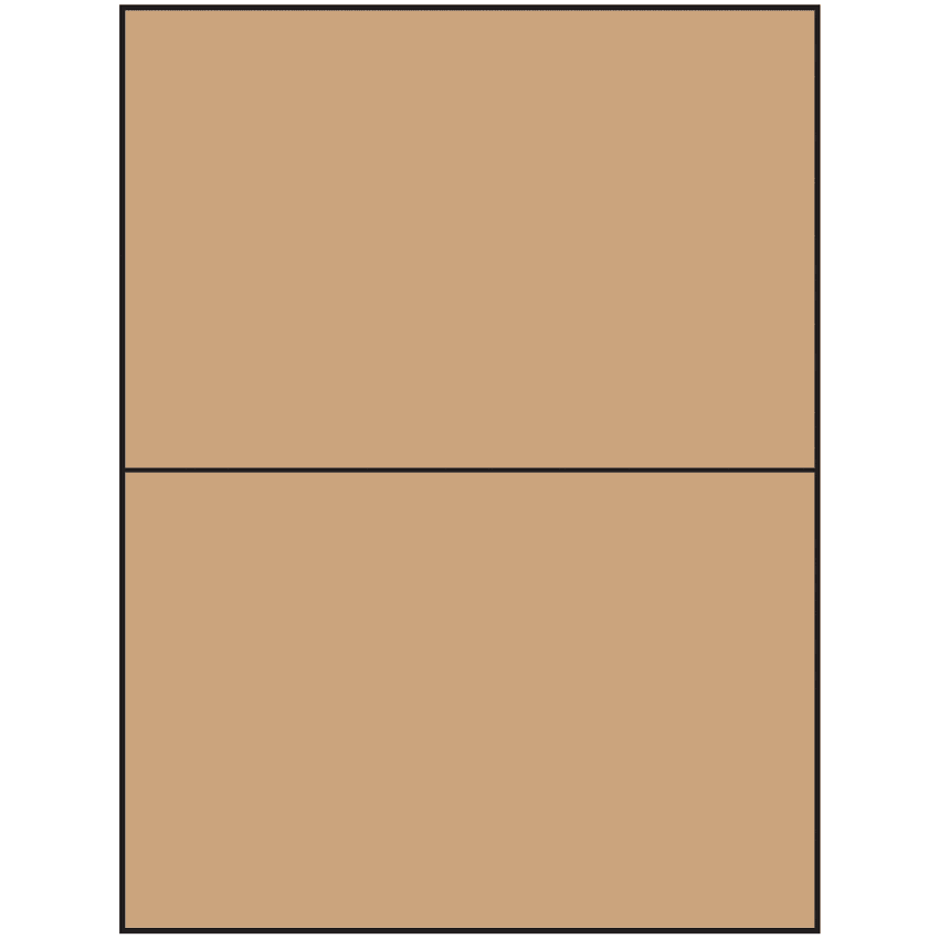 8.5" x 5.5" Brown Kraft Rectangular Sheet Labels (2-UP)