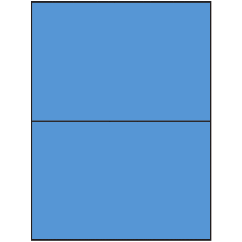 8.5" x 5.5" Fluorescent Blue Rectangular Sheet Labels (2-UP)