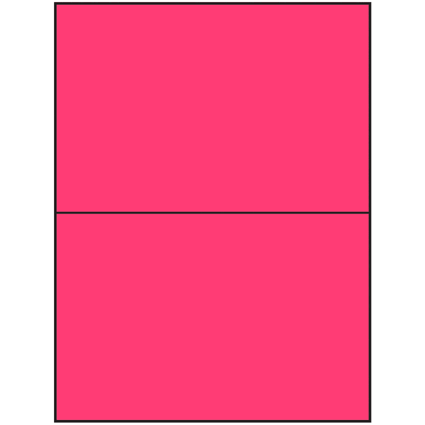 8.5" x 5.5" Fluorescent Pink Rectangular Sheet Labels (2-UP)