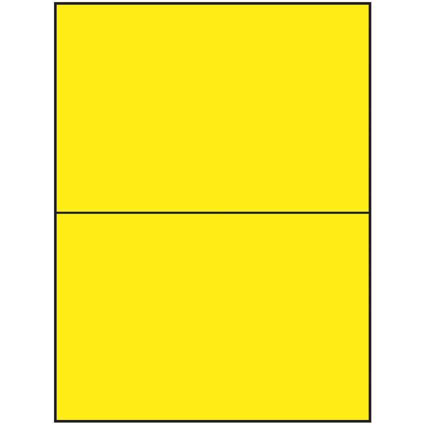 8.5" x 5.5" Fluorescent Yellow Rectangular Sheet Labels (2-UP)