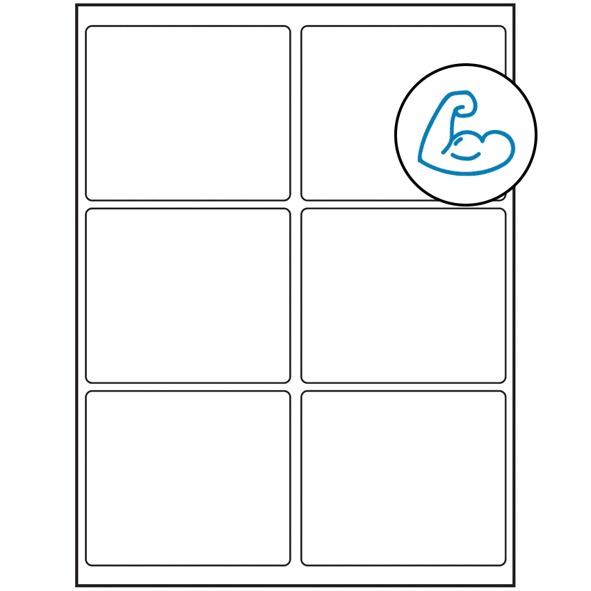 4" x 3.25" White Rectangular Sheet Labels - Ultra Aggressive Adhesive