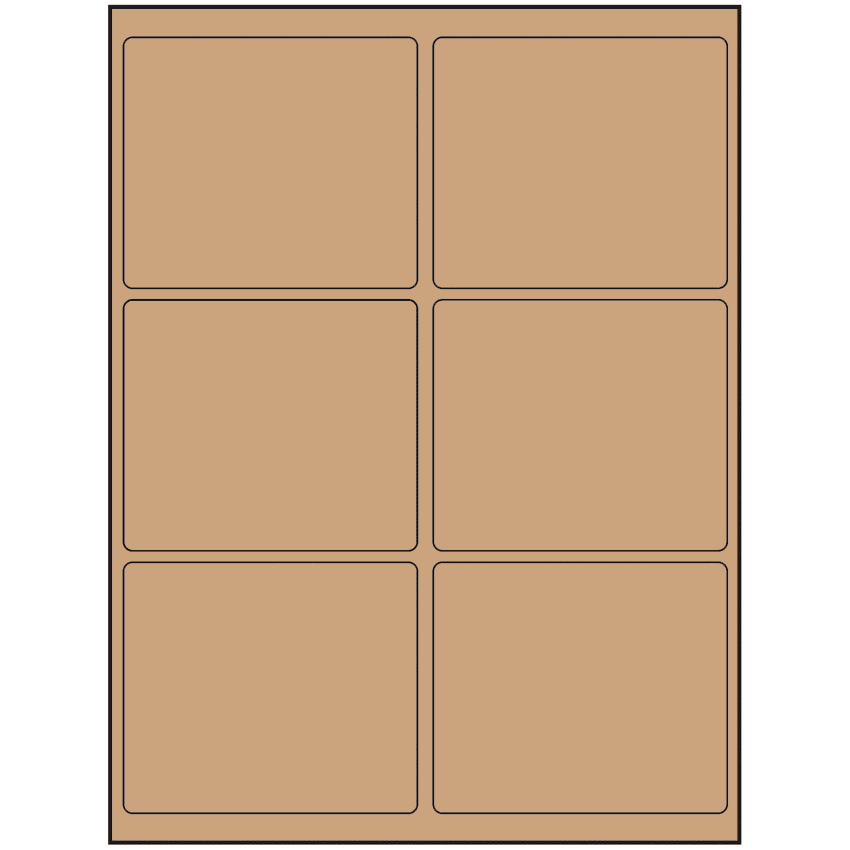 4" x 3.25" Brown Kraft Rectangular Sheet Labels