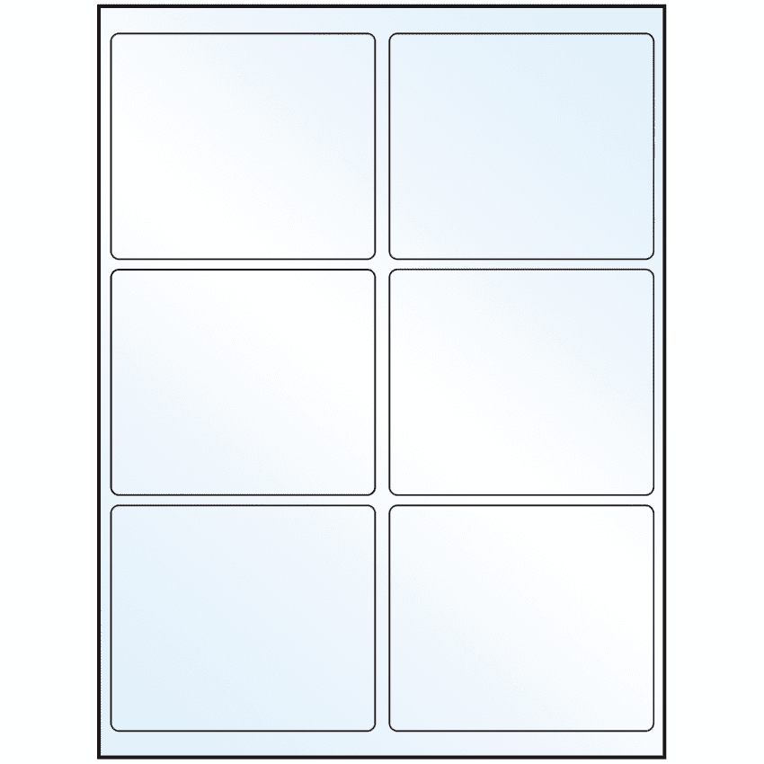 4" x 3.25" Crystal Clear Rectangular Sheet Labels