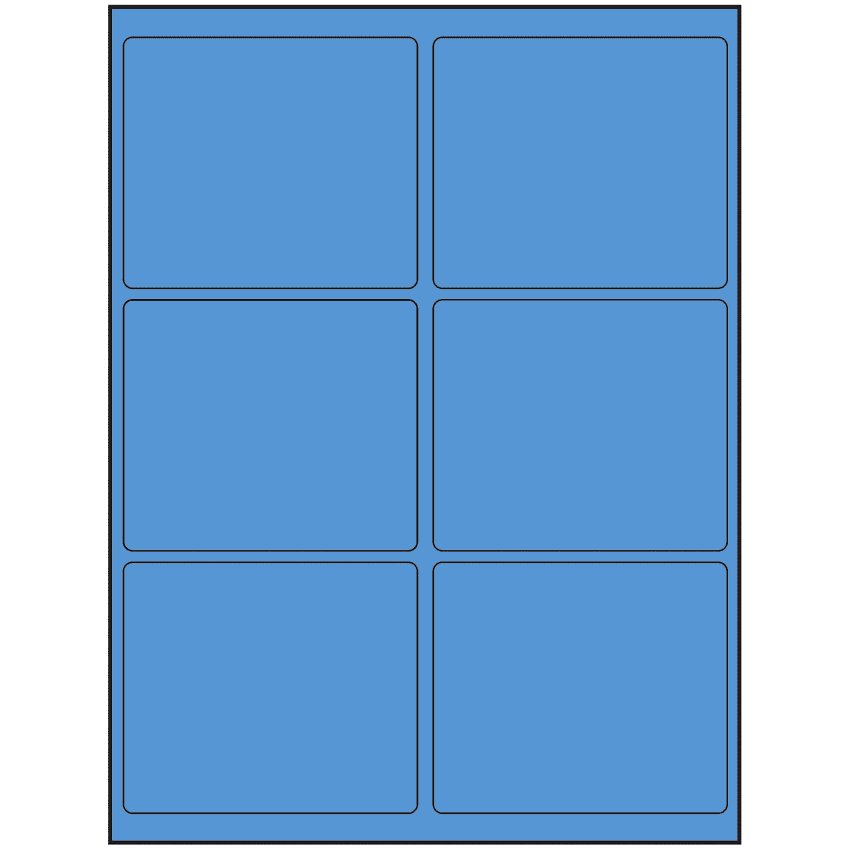 4" x 3.25" Fluorescent Blue Rectangular Sheet Labels