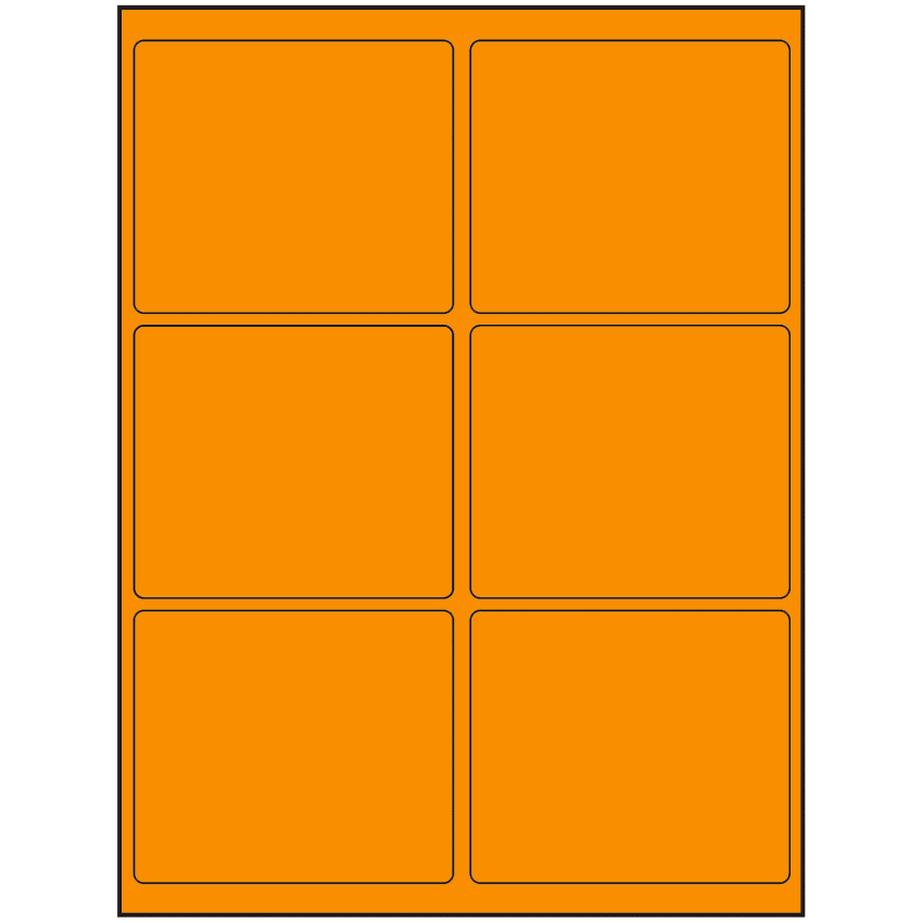 4" x 3.25" Fluorescent Orange Rectangular Sheet Labels
