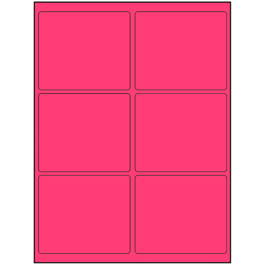 4" x 3.25" Fluorescent Pink Rectangular Sheet Labels