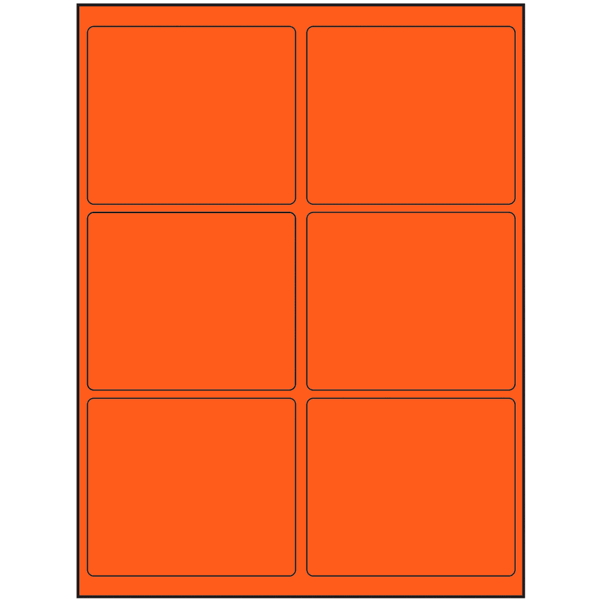 4" x 3.25" Fluorescent Red Rectangular Sheet Labels