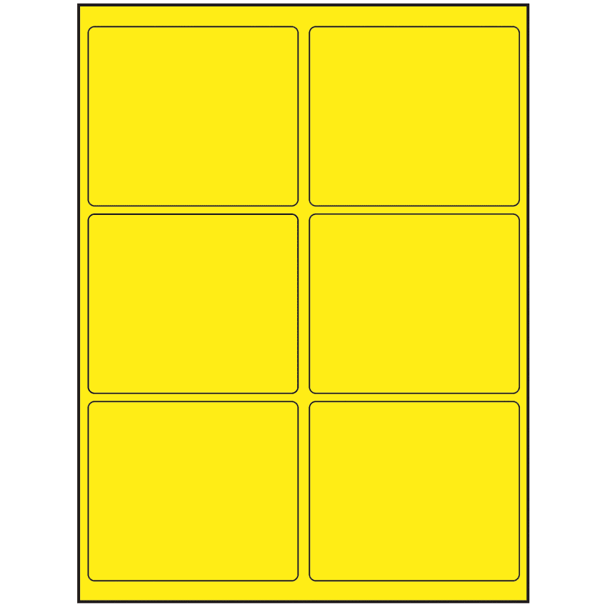 4" x 3.25" Fluorescent Yellow Rectangular Sheet Labels