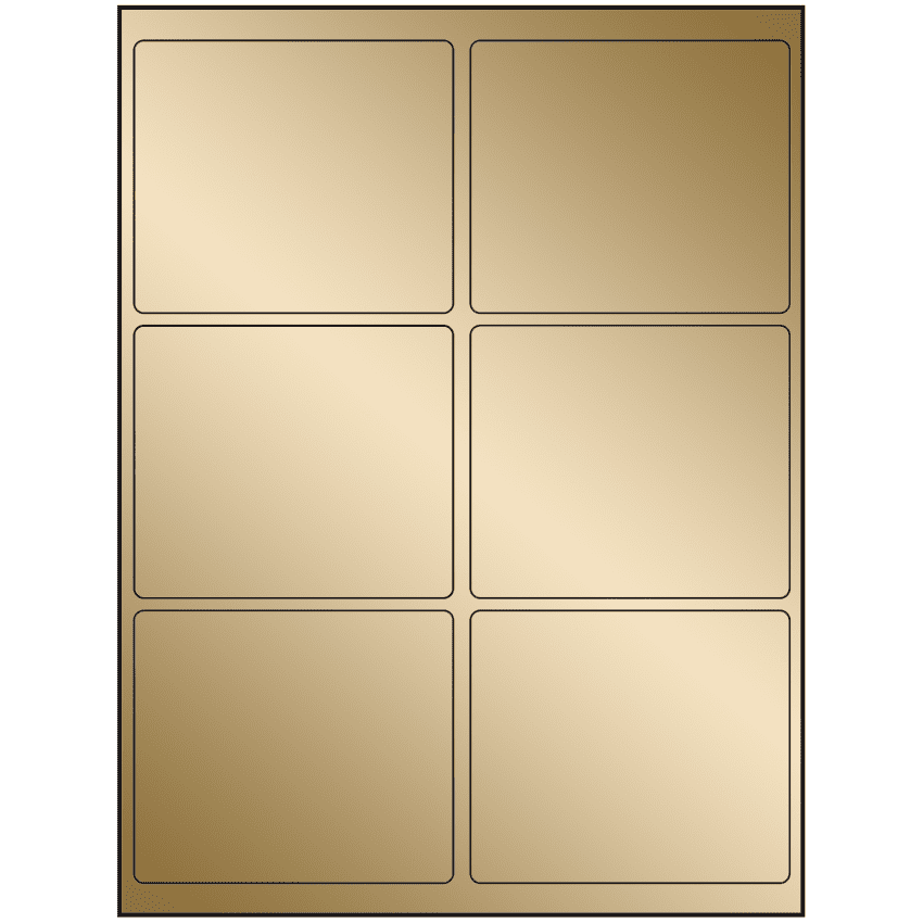 4" x 3.25" Gold Foil Rectangular Sheet Labels