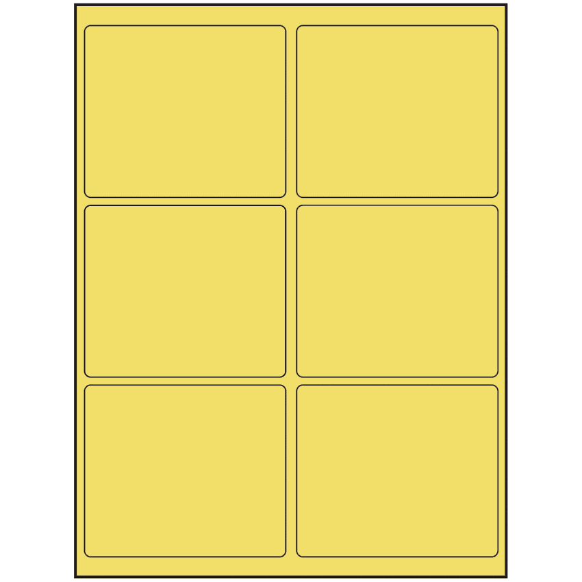 4" x 3.25" Pastel Yellow Rectangular Sheet Labels