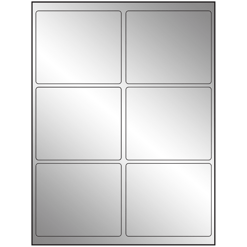 4" x 3.25" Silver Foil Rectangular Sheet Labels