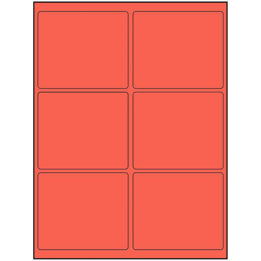 4" x 3.25" Red Rectangular Sheet Labels