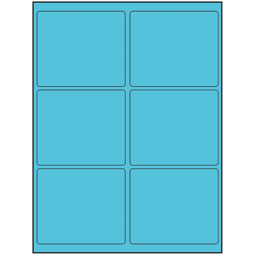 4" x 3.25" Turquoise Rectangular Sheet Labels