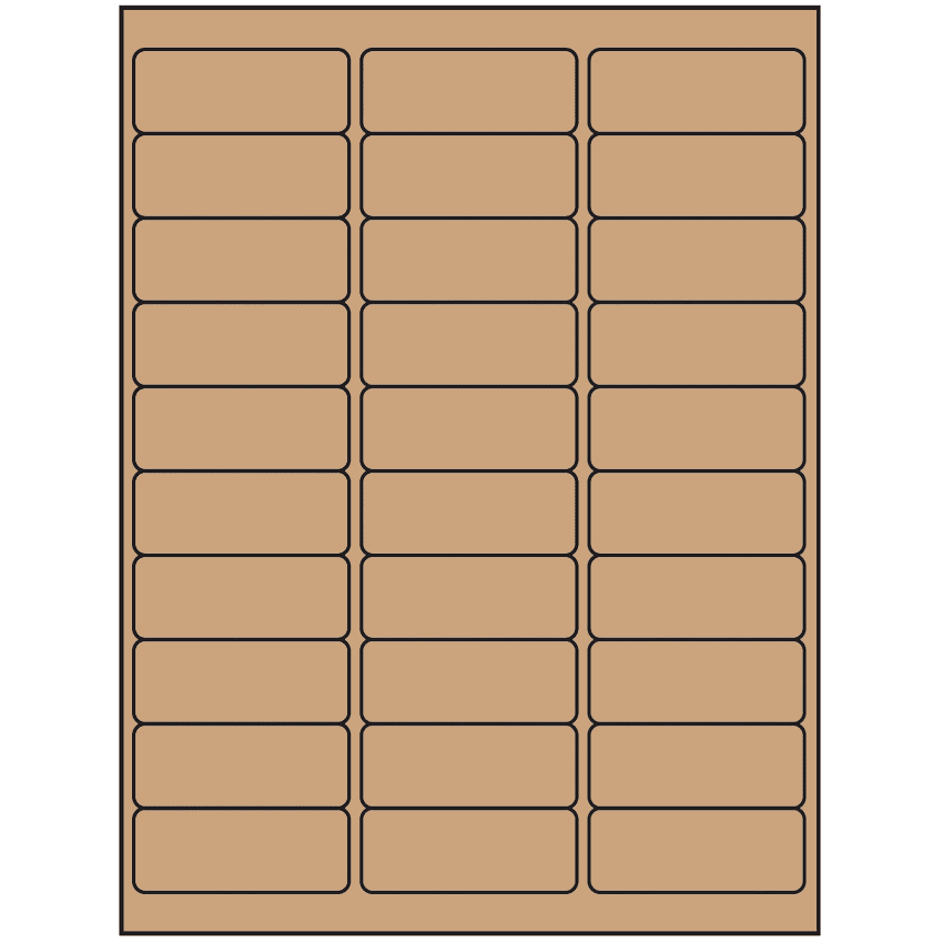 2.625" x 1" Brown Kraft Rectangular Sheet Labels (30-UP)