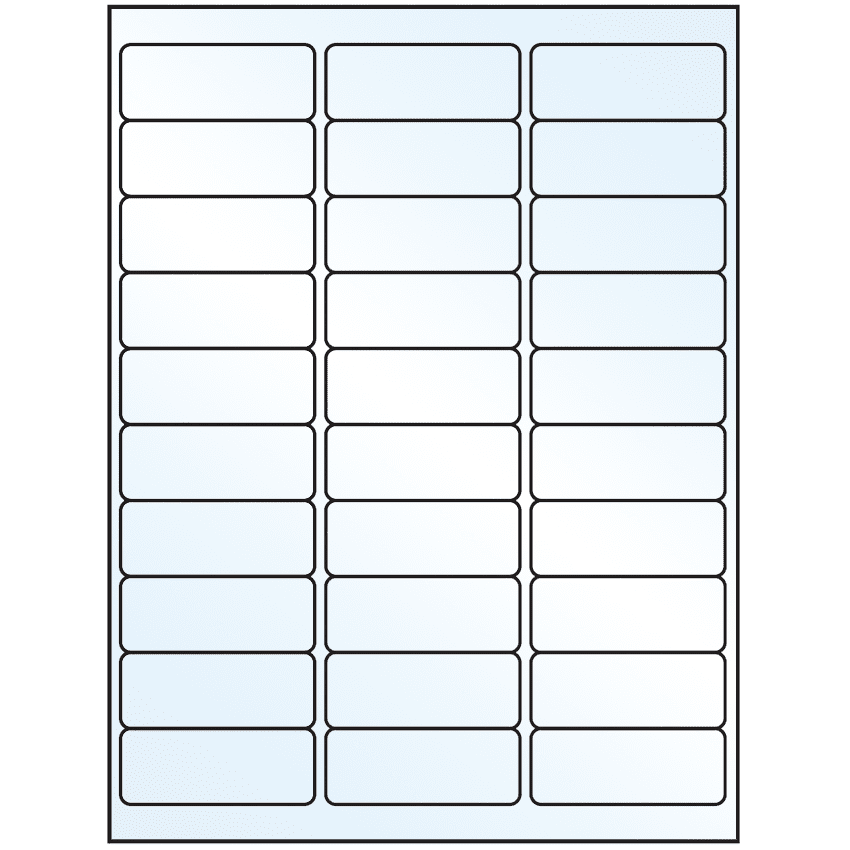2.625" x 1" Crystal Clear Rectangular Sheet Labels (30-UP)