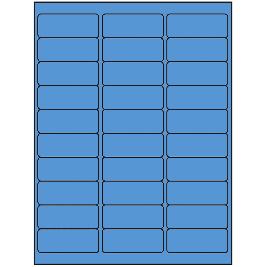 2.625" x 1" Fluorescent Blue Rectangular Sheet Labels (30-UP)
