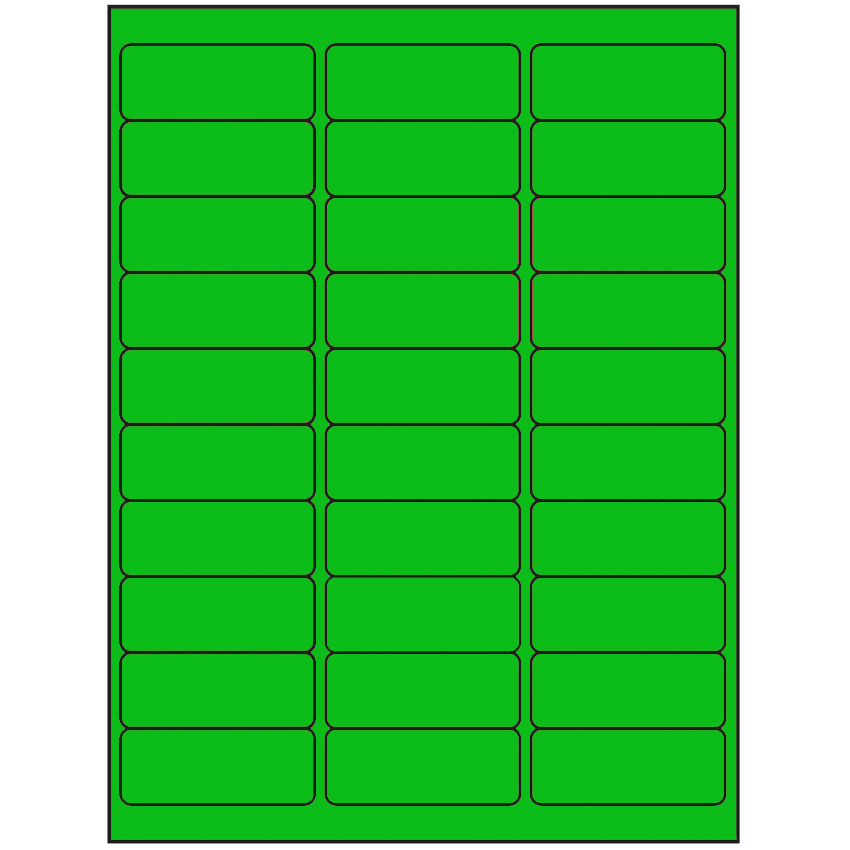 2.625" x 1" Fluorescent Green Rectangular Sheet Labels (30-UP)