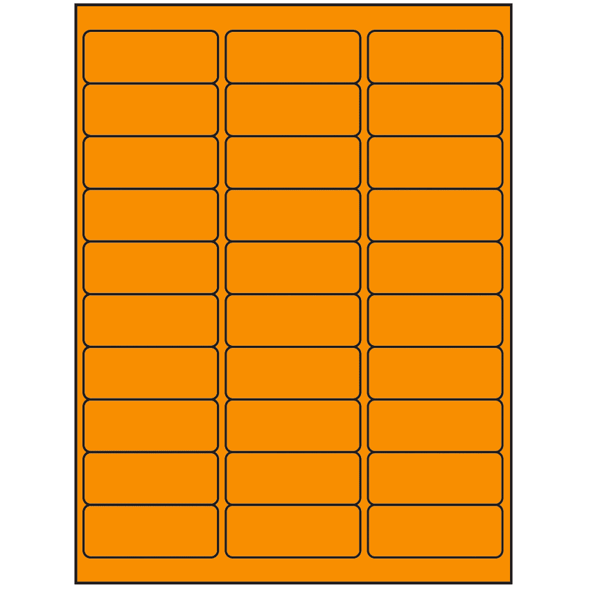 2.625" x 1" Fluorescent Orange Rectangular Sheet Labels (30-UP)