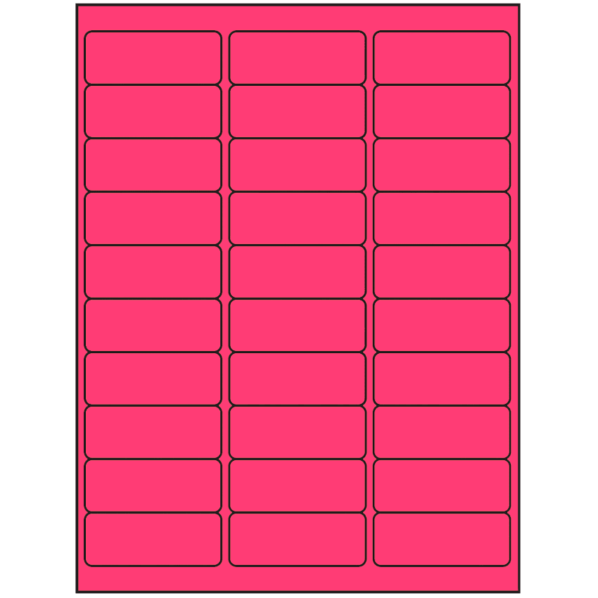 2.625" x 1" Fluorescent Pink Rectangular Sheet Labels (30-UP)