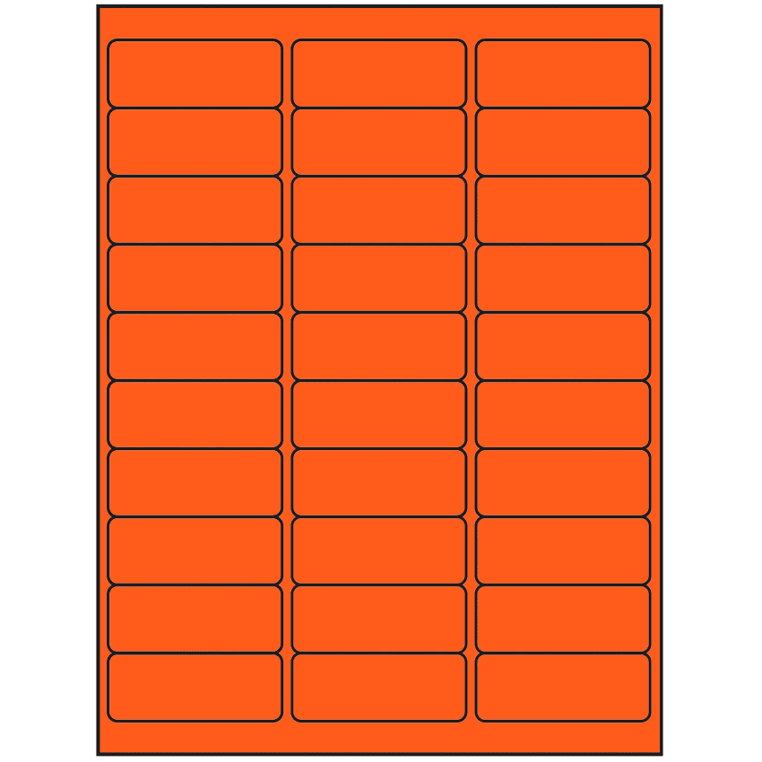 2.625" x 1" Fluorescent Red Rectangular Sheet Labels (30-UP)