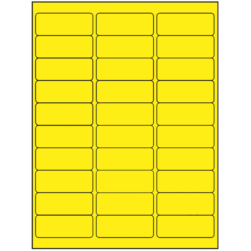 2.625" x 1" Fluorescent Yellow Rectangular Sheet Labels (30-UP)