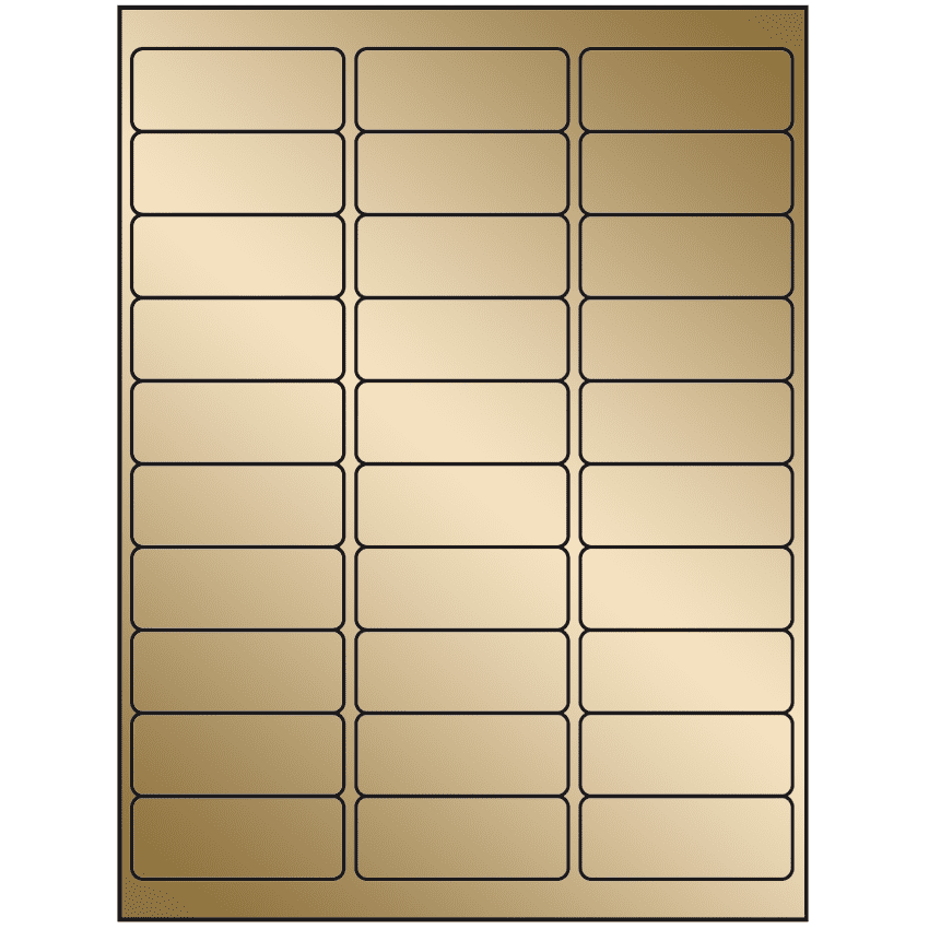 2.625" x 1" Gold Foil Rectangular Sheet Labels (30-UP)