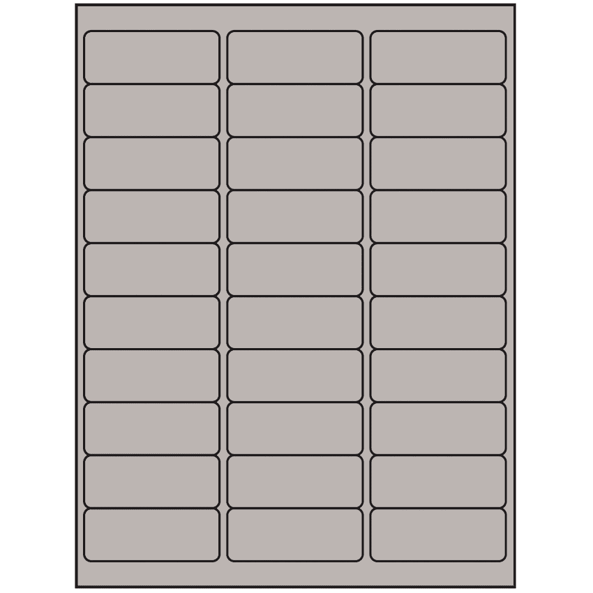 2.625" x 1" Gray Rectangular Sheet Labels (30-UP)