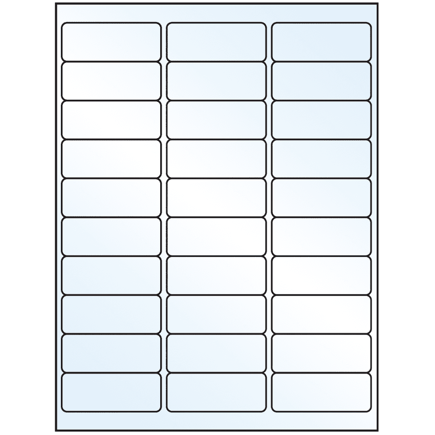 2.625" x 1" White Mid Gloss Rectangular Sheet Labels (30-UP)