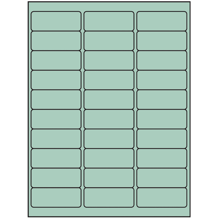 2.625" x 1" Pastel Green Rectangular Sheet Labels (30-UP)