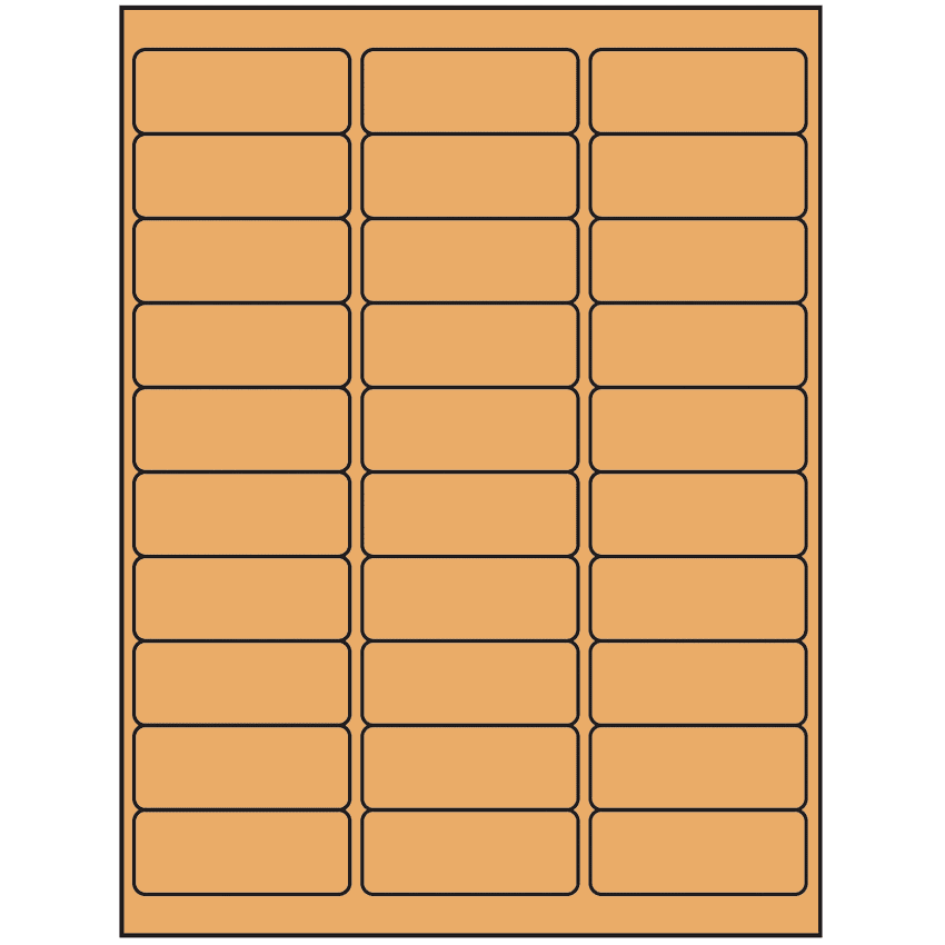 2.625" x 1" Pastel Orange Rectangular Sheet Labels (30-UP)