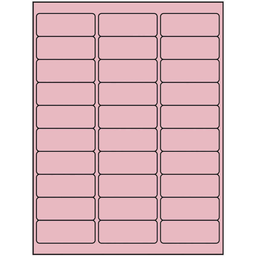 2.625" x 1" Pastel Pink Rectangular Sheet Labels (30-UP)