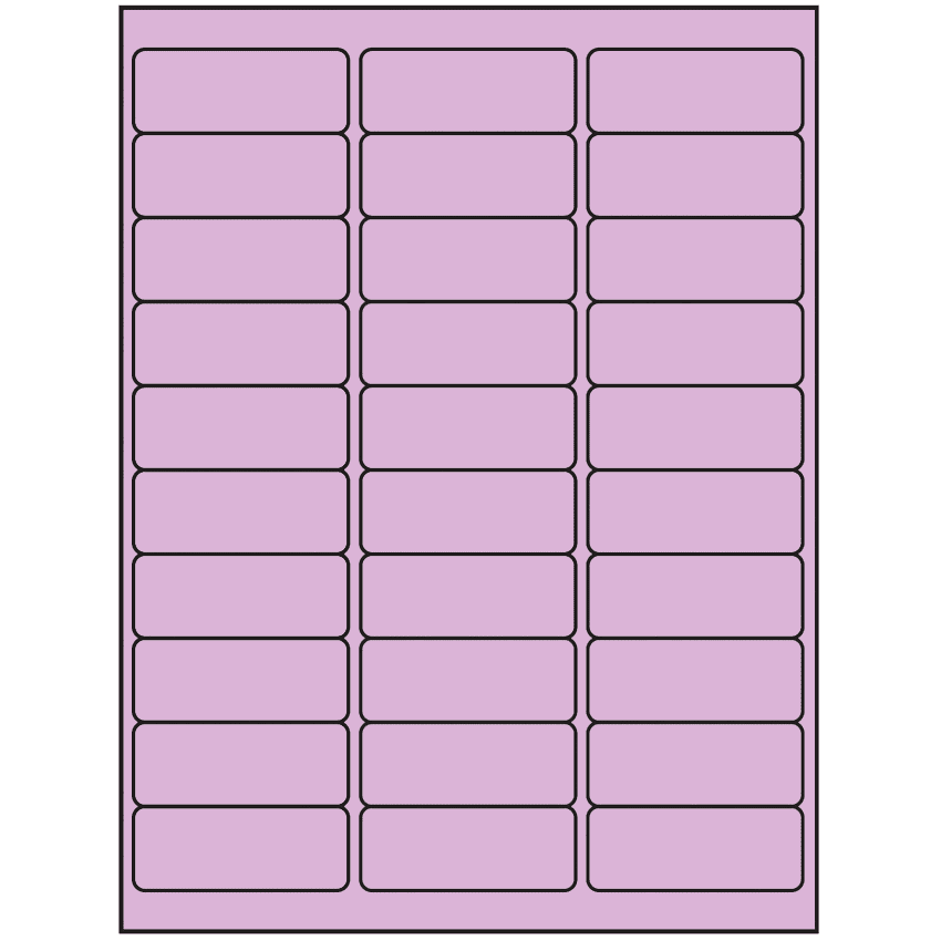 2.625" x 1" Pastel Purple Rectangular Sheet Labels (30-UP)