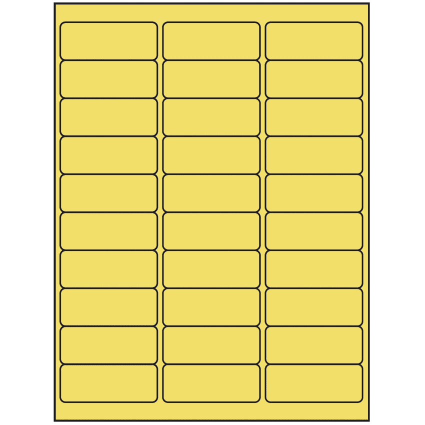 2.625" x 1" Pastel Yellow Rectangular Sheet Labels (30-UP)