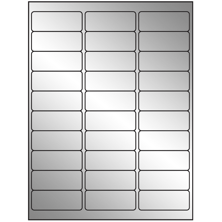 2.625" x 1" Silver Foil Rectangular Sheet Labels (30-UP)