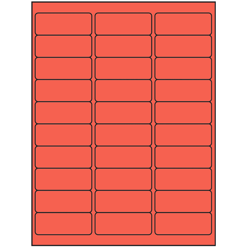 2.625" x 1" Red Rectangular Sheet Labels (30-UP)