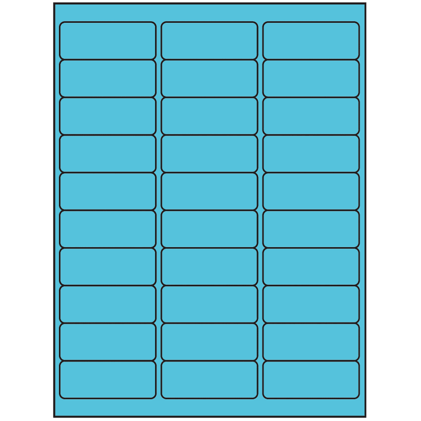 2.625" x 1" Turquoise Rectangular Sheet Labels (30-UP)
