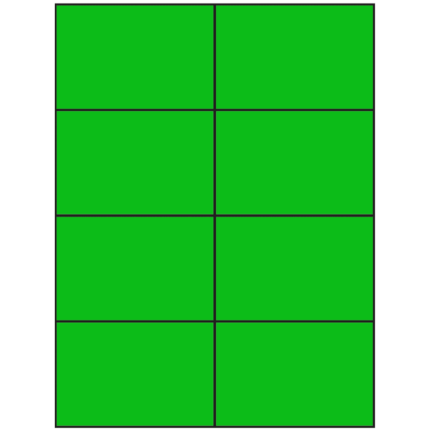 4.25" x 2.75" Fluorescent Green Rectangular Sheet Labels