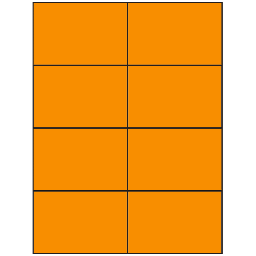 4.25" x 2.75" Fluorescent Orange Rectangular Sheet Labels